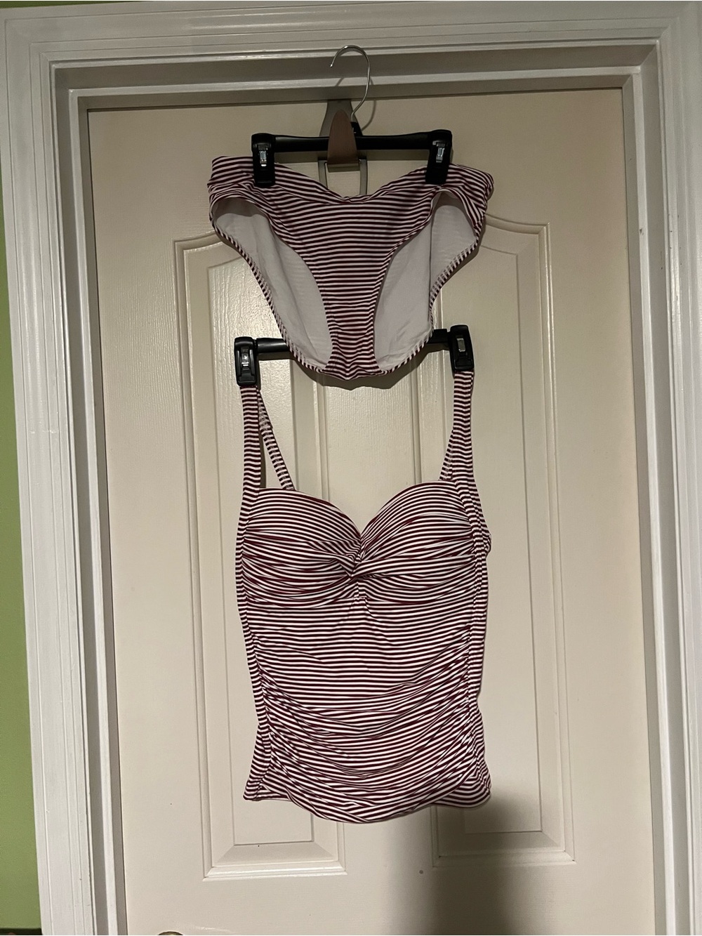 Striped Red/wine & White Two-Piece Swim Set